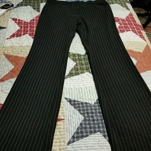 Black dress pants with white pin stripes